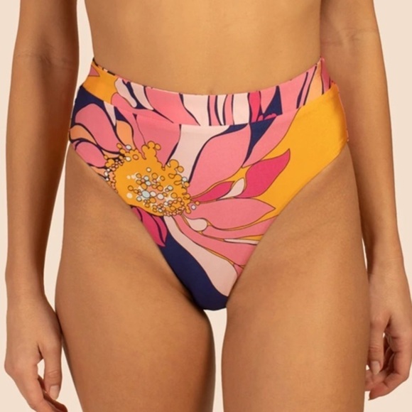 NWT Trina Turk Breeze Floral High Waisted Bikini Bottoms - Picture 1 of 8